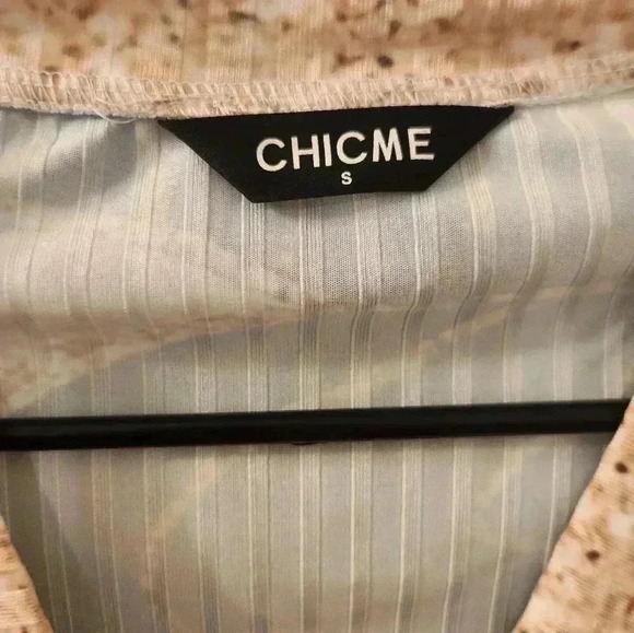 Y2K Blue Gold Button Down V Neck Long Sleeve Size S Chicme #Q361 - Picture 3 of 6